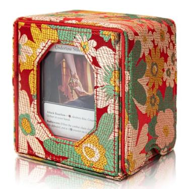 Imagem de Sanseking Caixa de baralho Magic Commander para cartões colecionáveis MTG serve para mais de 100 caixas de baralho de cetim macio de manga dupla com janela de exibição Commander Presente mágico para