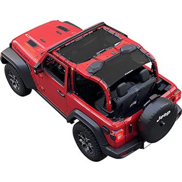 Imagem de Shadeidea JL Protetor solar para Jeep Wrangler 2 portas (2018-2023), frente e traseira - capa Wrangler de tela de malha preta, bloqueador de UV com bolsa de garra - 10 anos de garantia