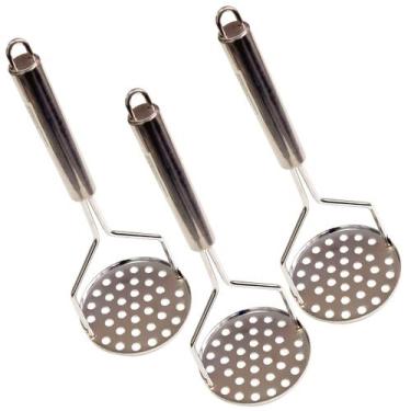 Imagem de 3 Amassador Espremedor Batata Purê Inox Grande Profissional - NAVY+PRO