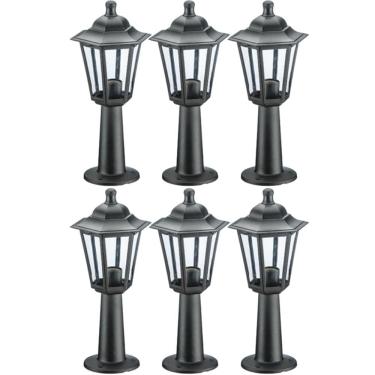 Imagem de 6 Balizadores Luminárias de Chão Muro 44x18cm Preto Colonial Termoplástico Grega Dital