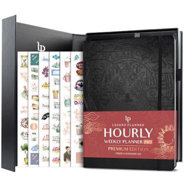 Imagem de Legend Hourly Planner PRO Premium – Agenda sem data com horários – Organizador pessoal semanal, mensal e diário, A4 (preto)