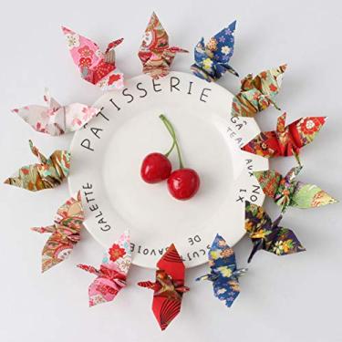 Imagem de 50Pcs 10cm Rainbow Premade Origami Paper Cranes Folded origami cranes Handmade Yuzen Paper Cranes Garlands For Tea Party Favors Wedding Baby Shower Party Supplies Peace Dove-Happiness Good Luck