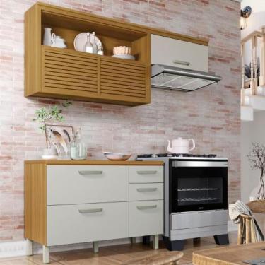 Imagem de Cozinha Compacta 2 Peças 4 Portas 3 Gavetas 100 MDF - Faura, Nature/Of