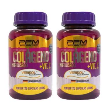 Imagem de 2 colágenos verisol + vit c - 500mg - 240 caps - PPM NUTRA