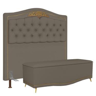 Imagem de Cabeceira Cama Box Casal Queen 160Cm Com Calçadeira Baú Imperial J02 Corano Areia
