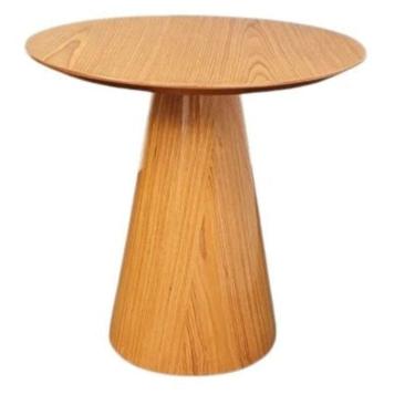 Imagem de Mesa Lateral Cone Redonda 51 Cm Laminada Em Madeira Freijó Marrom
