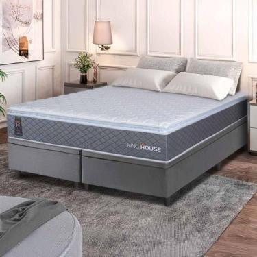 Imagem de Conjunto Box Baú Cinza Argel Cinza Espuma D33 King 193x203x74 - King H