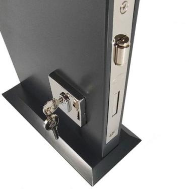 Imagem de Fechadura Rolete Com Cilindro Roseta Inox Quadrado - DECORPLACE