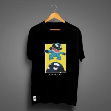 Imagem de Camiseta Santos Masculina Zé Carretilha Baleinha e Baleião, Preto, G