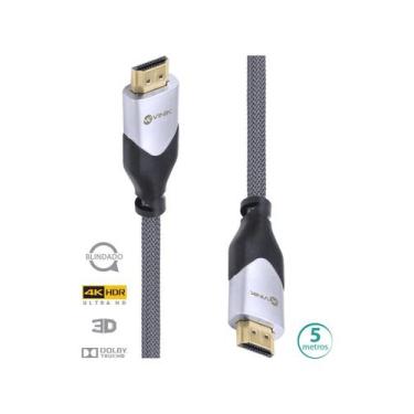 Imagem de Cabo Hdmi 2.0 4k Ultra Hd 3d Conexão Ethernet Blindado Em Nylon 5 Metr