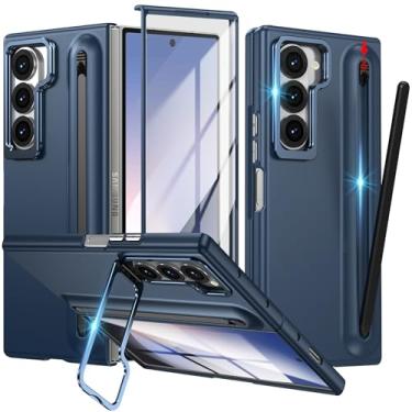 Imagem de YQODSZ Capa para Samsung Galaxy Z Fold 7 com suporte para caneta S e Stylus, [Suporte para moldura da câmera] Capa fina para celular com película protetora de tela HD embutida antiarranhões fosco PC