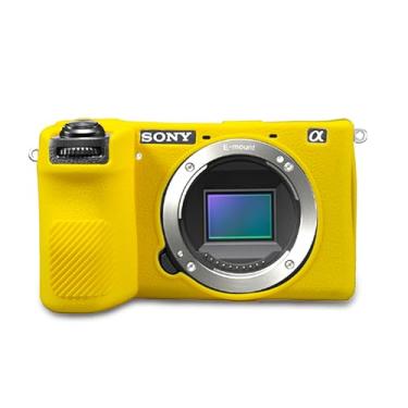 Imagem de STSEETOP Capa para câmera Sony A6700 Alpha 6700 - Capa protetora de silicone para DSLR DSLR, gaiola destacável, à prova de choque, à prova de poeira (amarela)