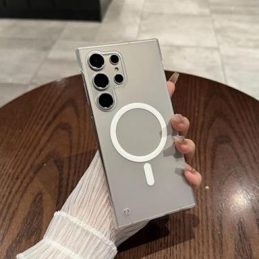 Imagem de MVVKKY para Samsung S24 Plus Ultra Fino Broderless Case Radiação de Calor Fino Fosco PC Capa Magnética (para Samsung S24 Plus/Branco)