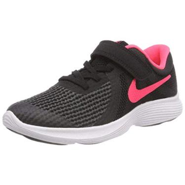Imagem de Nike Tênis de corrida feminino Revolution 4 (PSV), Preto/rosa - branco, 2.5Y Regular US Little Kid