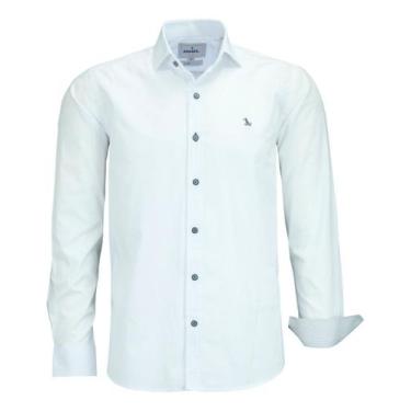Imagem de Camisa Social Amil Masculina Slim Algodão Magnetado 1805, Branco, 1