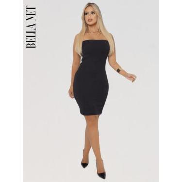 Imagem de Vestido sem alça colado feminino casual lindas cores - Nude - M - Bell