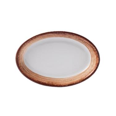 Imagem de Travessa Rasa Oval 17cm Porcelana Schmidt - Dec. Esfera Marrom 2415, 2