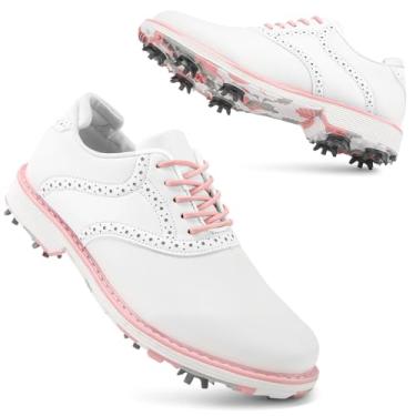 Imagem de Ifrich Tênis feminino profissional de golfe Spikes à prova d'água tênis esportivo de golfe feminino com pontas, Camou branco, 37