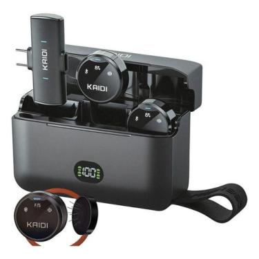 Imagem de Microfone Duplo Lapela Sem Fio Kaidi Tipo C Preto com Captação 360 e B