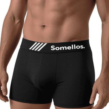 Imagem de Cueca Boxer Somellos Masculina Cotton Premium Confortável, Preto, G