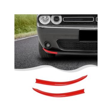 Imagem de HTHE Tampa vermelha das pás dianteiras, defletor dianteiro, spoiler, para-choque, pás de corpo de lábios, para-choques compatíveis com acessórios externos Dodge Challenger SXT 2015+