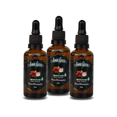 Imagem de Kit 3 Unid Óleo Puro Vegetal Rosa Mosqueta Clareador Amaozon