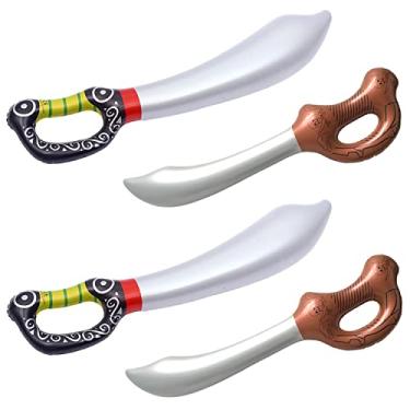 Imagem de LUANDME 4 Pieces Inflatable Pirate Swords Knifes for Pirate Themed Cosplay Party - Birthday Party - Swimming Pool Party Water Toy - Halloween Costume Accessories - Stage Photo Booth Props