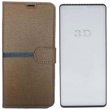 Imagem de Kit Capa Carteira Para Samsung M54 Marrom + Pel�cula 3D
