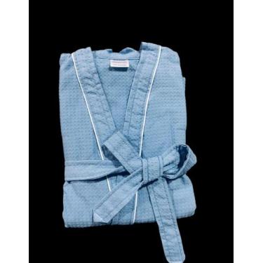 Imagem de Roupão de Banho Briza Piquê Adulto c/ Viés 100% Algodão Manga Curta (5