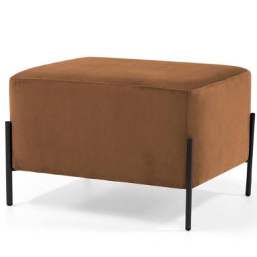 Imagem de Puff Retangular Decorativo Status 60x45 D02 Pés de Aço Veludo Telha C-