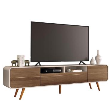 Imagem de Rack Bancada época 2.2 Off White-castanho Para Tv Até 85? - Hb Móveis Off White-castanho