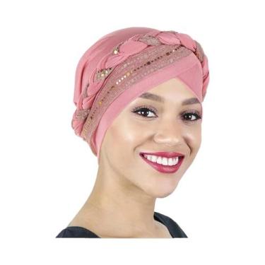 Imagem de Hijab Turbante Feminino Pré-amarrado - Bloco de Cores em Seda Brilhant
