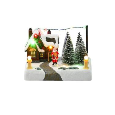 Imagem de Fancyes Decoração de mesa para casa de vila natalina, enfeites de centro de mesa com música e luz para exposição na da sala de estar, Papai Noel