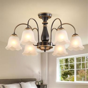 Imagem de Ustre E Lâmpada Pendente LED De Luxo: Estilo Retro Americano Com Toque Europeu, Ideal Para Sala De Estar, Restaurante, Quarto, Estudo, Villa, Hotel E Café (J 6 Luzes)