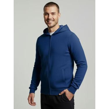 Imagem de Jaqueta de Moletom Masculino Azul Marinho Jaqueta com Ziper e Capuz Bl