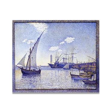 Imagem de LKXGRRSFG Prosperous PortThéo van Rysselberghe: Impressão em tela neo-impressionista belga chave 15 x 48 cm sem moldura