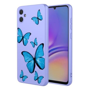 Imagem de KOARWVC Capa de telefone para Galaxy A05, capa para Samsung A05 SM-A055F SM-A055M capa de telefone fofa com padrão de borboleta protetora macia TPU para Samsung Galaxy A05 borboleta roxa