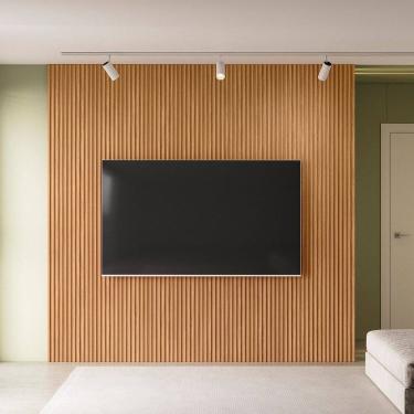 Imagem de Painel para TV 84 Polegadas 100% MDF Ripado Modular 2.6 Marrom Fosco