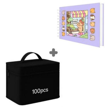 Imagem de 80/100/120 Cores Caneta Marcadora Kit Com Ponta Dupla - Lusen, Caderno