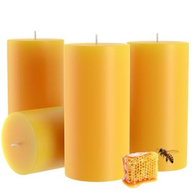 Imagem de Velas de cera de abelha 100% pura natural - Velas de cera de abelha de emergência com 340 horas de tempo de queima | Cera de abelha orgânica para casa, oração, Natal, festa | Sem cheiro, sem fumaça