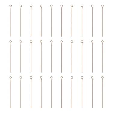 Imagem de HARFINGTON 100 pinos de cabeça de olho aberto, 5 cm, 50 mm, mini pinos de fio de metal, contas, pequenas agulhas a granel para brinco, pingente, colar, pulseira, berloque, joias, descobertas