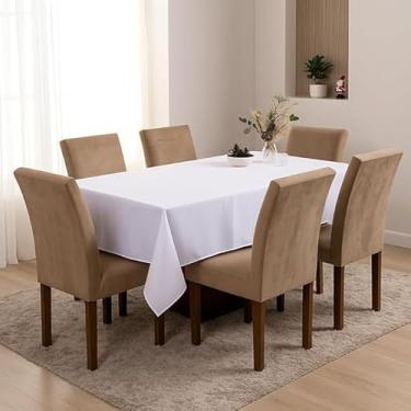 Imagem de Toalha de Mesa Retangular Oxford Lisa 10 Lugares 3,00x1,40m – Ideal para Natal, Ano Novo e Festas - Branco