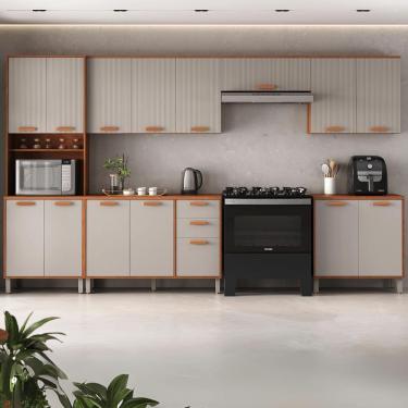 Imagem de Cozinha Completa Itatiaia 270cm Em Madeira Mdp Cinamomo Fendi Itafriz