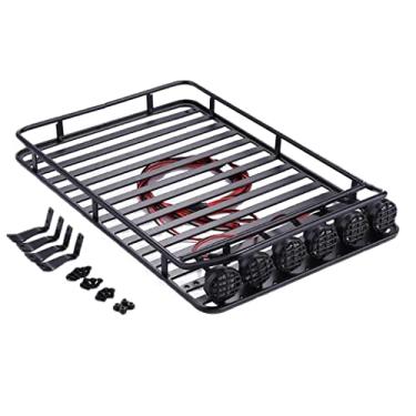 Imagem de Premium 1:10 RC Metal Roof Luggage Rack with 6 LED s for D90 Axial SCX10-4 - Easy Install and - Suitable for Crawler Trucks