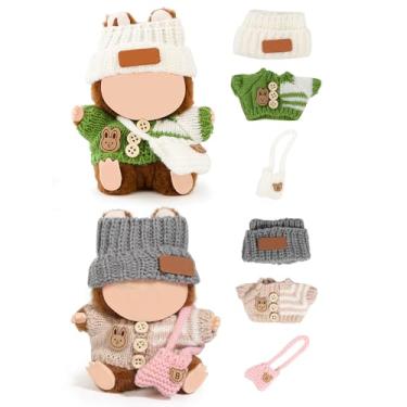 Imagem de (Pacote com 2) Roupas de boneca XMBYGY para Labubu (para boneca de 17/15 cm em pé/sentado) (SEM boneca) - Acessórios de vários estilos Roupas para Bonecas Roupa Incluída Roupas + Chapéu + Bolsa de