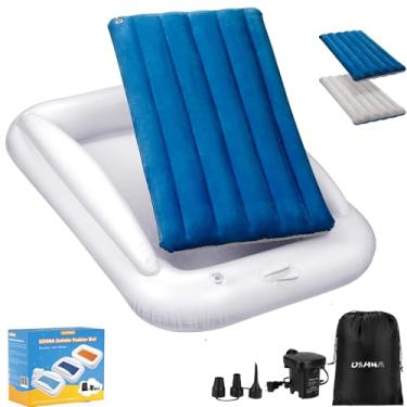Imagem de USHMA Cama de viagem infantil, cama infantil portátil para crianças | Colchão de ar infantil | Cama inflável de viagem infantil | Colchão inflável com laterais | Colchão de ar infantil utilizável de