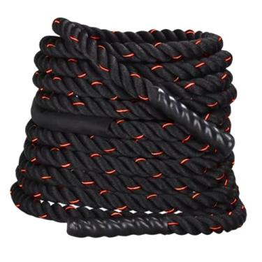 Imagem de Vaveren Corda de batalha para treinamento de força 9M, corda de exercícios fitness para academia, agachamento em casa, Preto E Vermelho