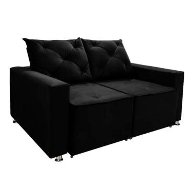 Imagem de Sofá Retrátil E Reclinável 2 Lugares Bariloche Veludo Preto Speciale Home Preto