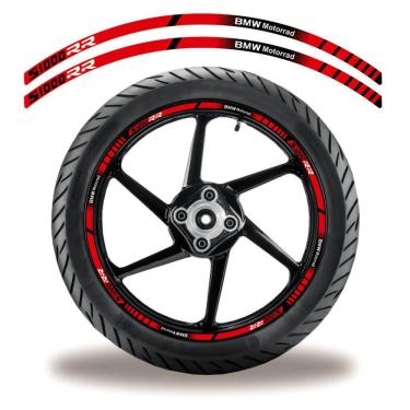 Imagem de Friso De Roda Adesivo Refletivo Bmw S1000R Branco Preto E Vermelho Vermelho