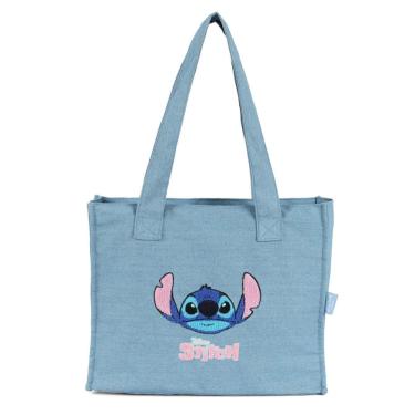 Imagem de Bolsa Stitch Jeans Ombro Azul Menina Shopper Casual